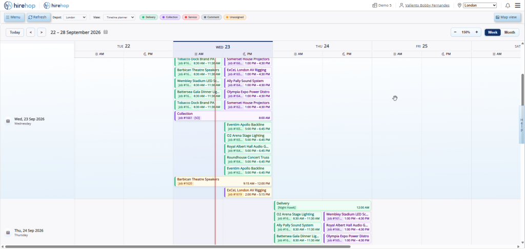 Timeline planner mode | Hirehop