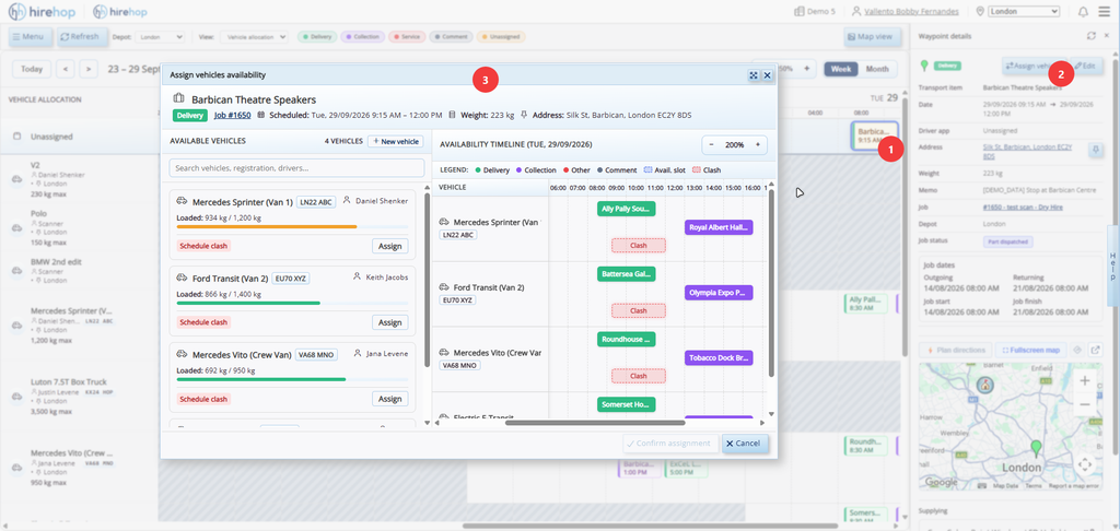 assign vehicle with steps | Hirehop
